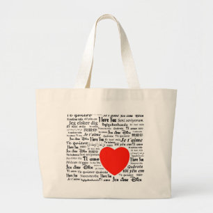 Grand Tote Bag Je t'aime dans différentes langues