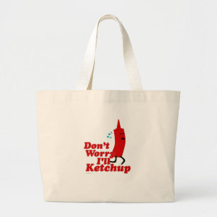 Grand Tote Bag Je Vais Ketchup Fun Condiment Cartoon
