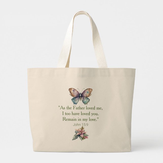 Grand Tote Bag Jean 15:9 Aimez Dieu (Dos)
