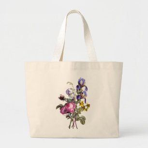 Grand Tote Bag Jean Louis Prevost Rose de chou et Iris Bouquet