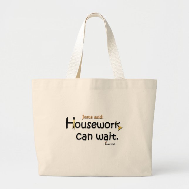 Grand Tote Bag Jésus a dit que les travaux domestiques peuvent (Devant)