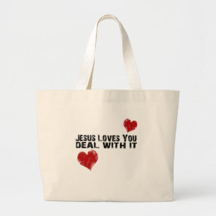 Grand Tote Bag Jésus vous aime : Affaire avec elle