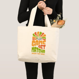 Grand Tote Bag JEU SET MATCHA Fun Latte Boisson
