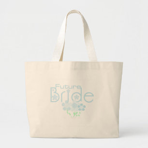 Grand Tote Bag Jeune mariée bleue en pastel d'avenir de fleurs