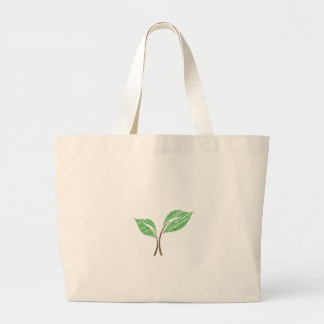 Grand Tote Bag Jeune plante de bébé esquissée (Devant)