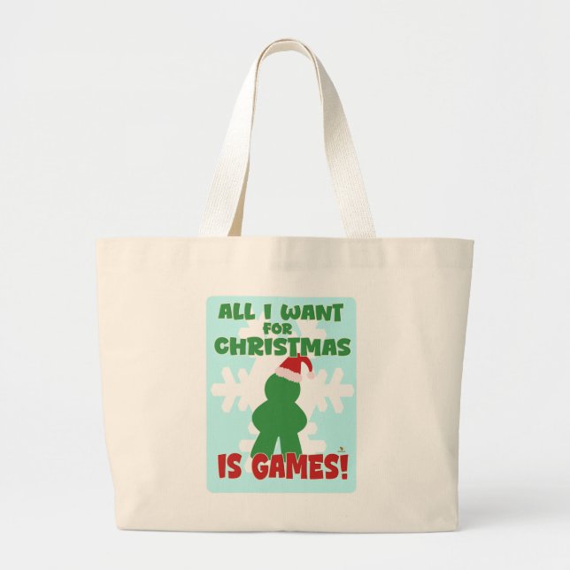 Grand Tote Bag Jeux Pour Déclaration De Plaisir De Noël De Vacanc (Devant)