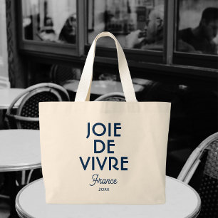 Grand Tote Bag Joie De Vivre France Année Personnalisée Français