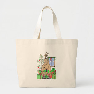 Grand Tote Bag Joli cadeau Noël Sleepy Reindeer Enveloppant