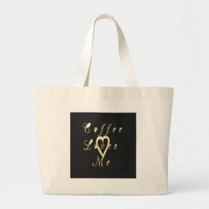 Grand Tote Bag Joli Noël Joli Café adoré m'aime.
