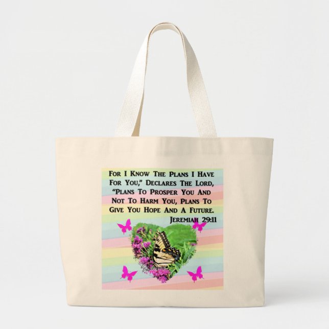 GRAND TOTE BAG JOLIE BOUTTERFLY JEREMIAH 29:11 (Devant)