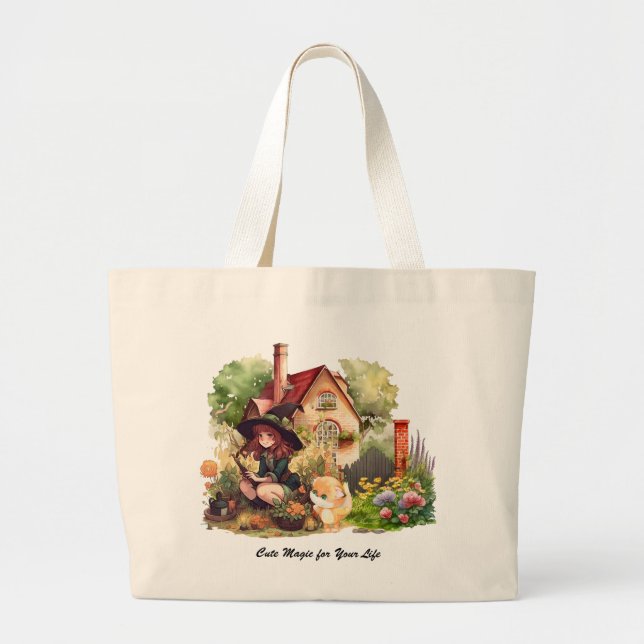 Grand Tote Bag Jolie Sorcière Et Renard (Devant)
