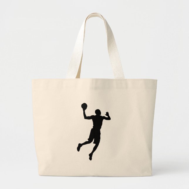 Grand Tote Bag Joueur de basket-ball Pop Art Silhouette (Devant)