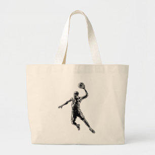 Grand Tote Bag Joueur de basket-ball Slam Dunk Dark Design