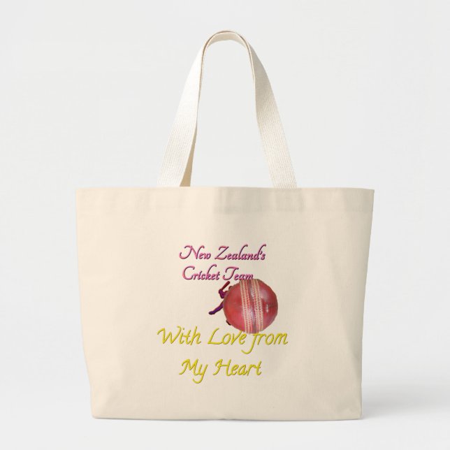 Grand Tote Bag Joueur de cricket en Nouvelle-Zélande amusant (Devant)