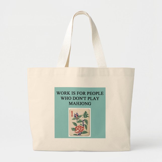 Grand Tote Bag joueur de jeu de mahjong (Devant)