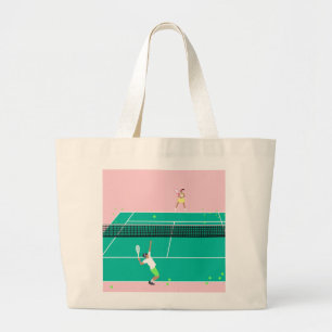 Grand Tote Bag Joueur de Match Art Moderne Pink Green
