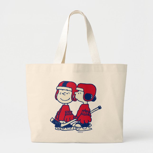 Grand Tote Bag Joueurs de hockey sur glace Linus & Lucy (Devant)