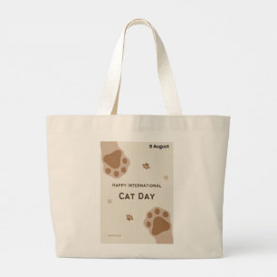 Grand Tote Bag Joyeuse journée internationale du chat design empr