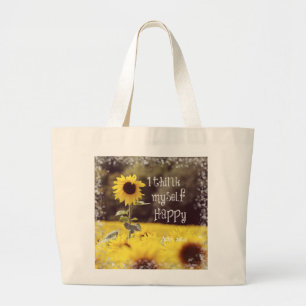 Grand Tote Bag Joyeux couplet de la Bible avec des tournesols