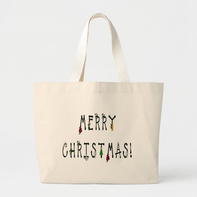 Grand Tote Bag Joyeux décor de Noël (Devant)