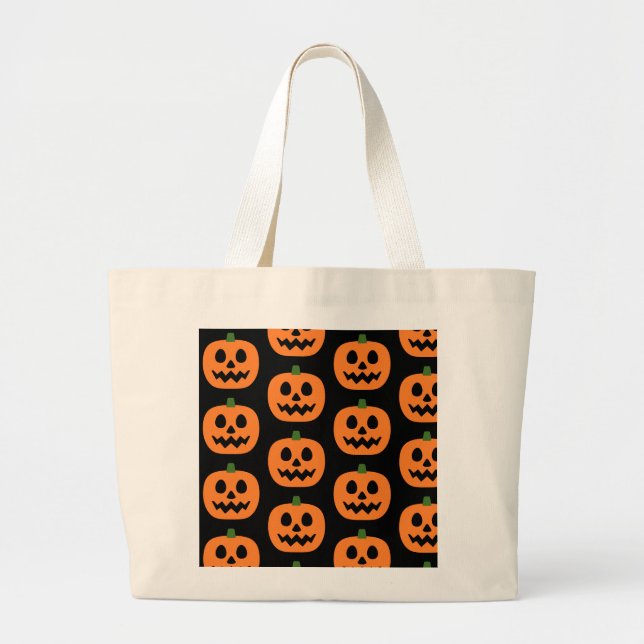 Grand Tote Bag Joyeux Jack-O-Lantern (Devant)