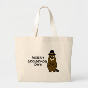 Grand Tote Bag Joyeux Jour de la marmotte