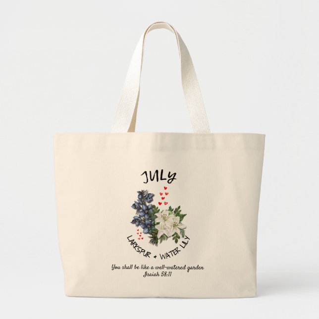 Grand Tote Bag JUILLET Mois de naissance Fleur personnalisée Chri (Devant)