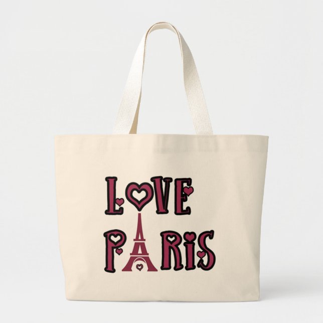 Grand Tote Bag Jumbo Fourre-tout - Love Paris (Devant)
