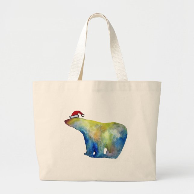 Grand Tote Bag Jumbo Fourre-tout ours coloré Père Noël (Devant)