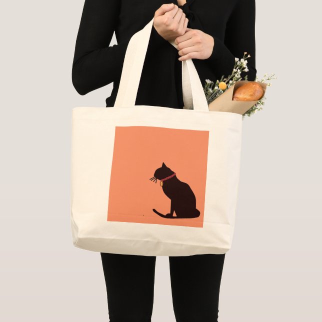 Grand Tote Bag Jumbo I Love Cats Tangerine et White Graphic Fourr (Devant (produit))