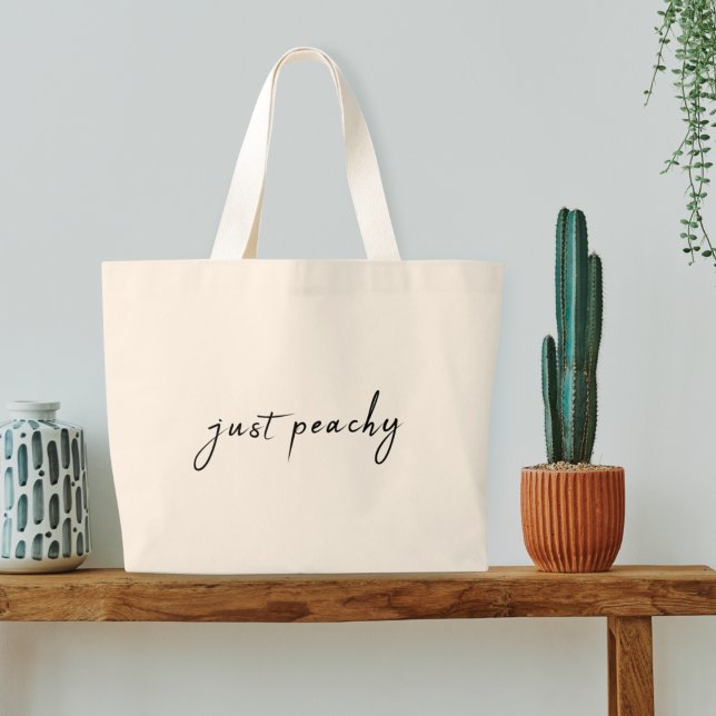Grand Tote Bag Juste Peachy | Script minimaliste moderne (Créateur téléchargé)