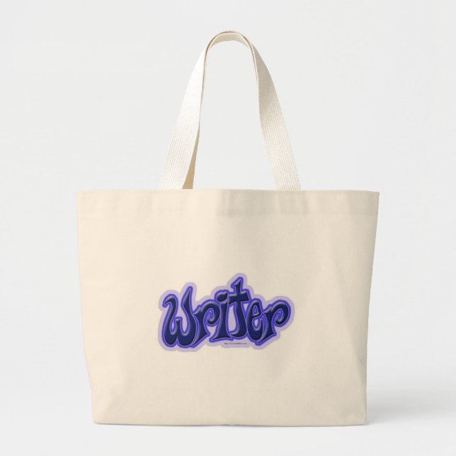 Grand Tote Bag Juste Un Écrivain Bleu Lettré Design (Devant)