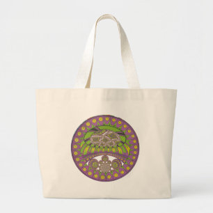 Grand Tote Bag Kaleidoscope africain violet et jaune traditionnel