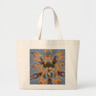 Grand Tote Bag Kaleidoscope Giraffe Mandala : Safari Art Abstrait