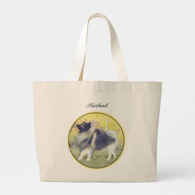 Grand Tote Bag Keeshond en Aspen Peinture Cute Original Chien Art (Dos)