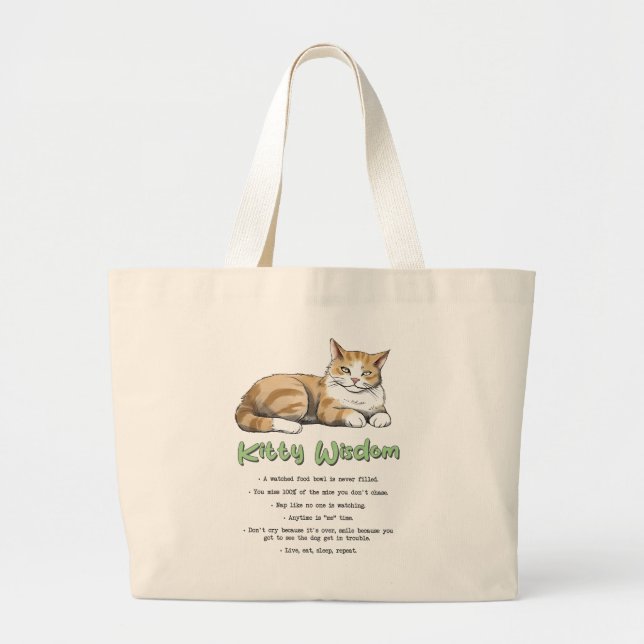 Grand Tote Bag Kitty Wisdom - Règles de chats amusantes avec un c (Devant)