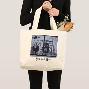Grand Tote Bag knome dans le des bonbons ou un sort de pot de