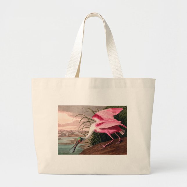 Grand Tote Bag La faune des oiseaux d'Audubon de Spoonbill Roseat (Devant)