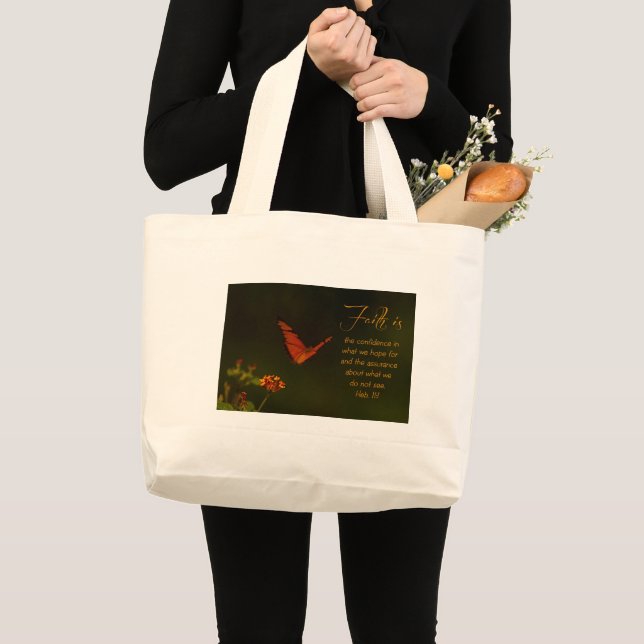 Grand Tote Bag La foi est...Écriture Inspirante (Devant (produit))