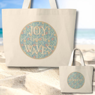 Grand Tote Bag La joie vient par vagues – Plage bohème