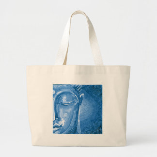Grand Tote Bag La mosaïque bleue Bouddha font face