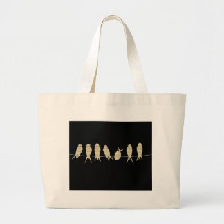 Grand Tote Bag La musique note le destin animal d'oiseau de burea