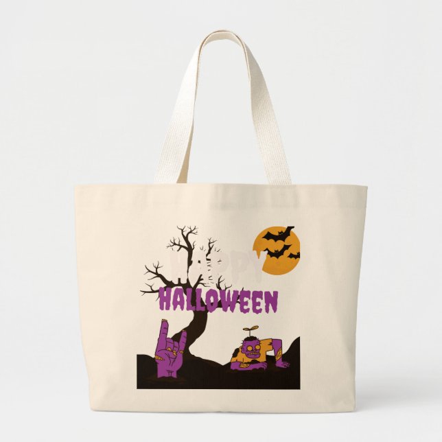 Grand Tote Bag La peur d'Halloween réelle attend (Devant)
