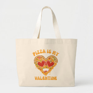 Grand Tote Bag La pizza est ma Saint Valentin