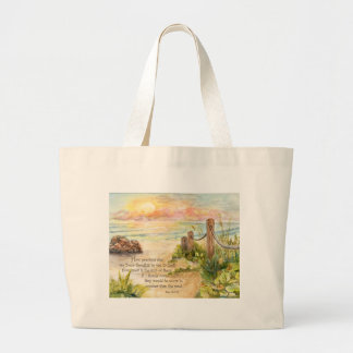 Grand Tote Bag La plage signale le Lever de soleil-Psaume 139
