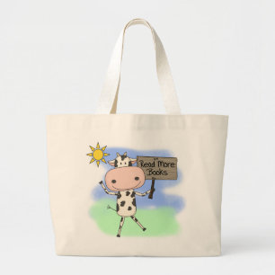 Grand Tote Bag La vache Lire Plus De Livres