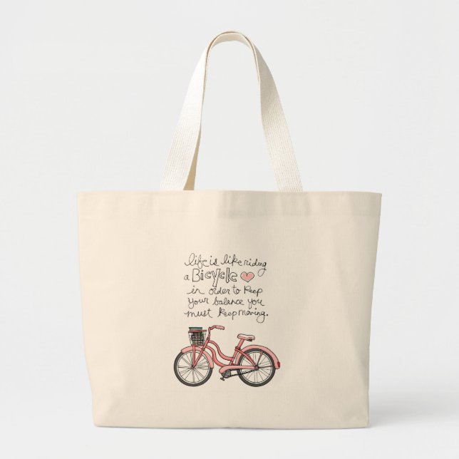 Grand Tote Bag la vie vol25 est comme monter une bicyclette (Devant)