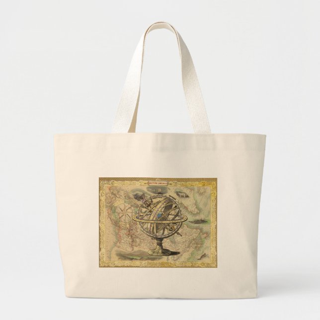 Grand Tote Bag La vieille Amérique britannique Explorez la carte  (Devant)
