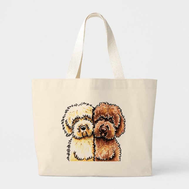 Grand Tote Bag Labradoodures au chocolat à la crème (Devant)