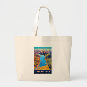 Grand Tote Bag Lac vintage de Thun Suisse Voyage